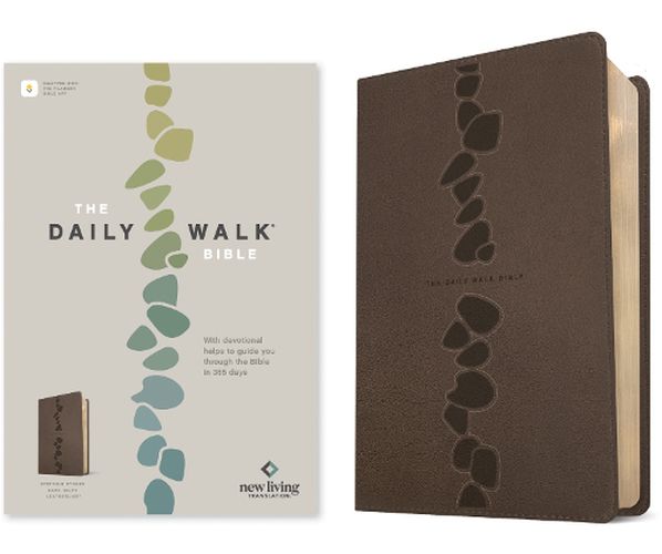 Cover image for The Daily Walk Bible NLT (Leatherlike, Stepping Stones Dark Taupe, Filament Enabled)