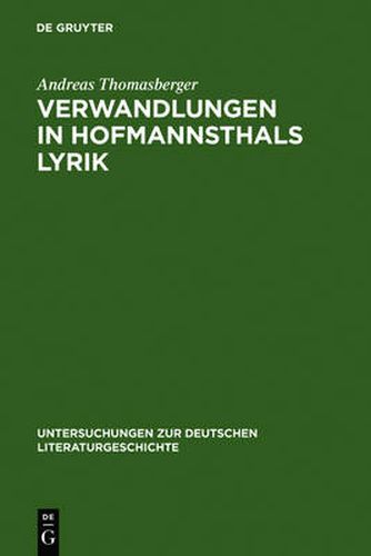 Cover image for Verwandlungen in Hofmannsthals Lyrik