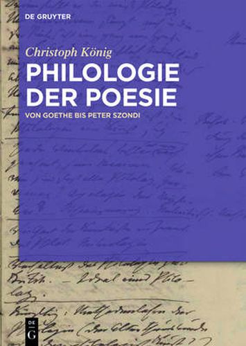 Cover image for Philologie der Poesie