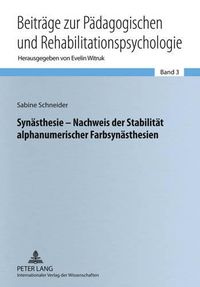 Cover image for Synaesthesie - Nachweis Der Stabilitaet Alphanumerischer Farbsynaesthesien