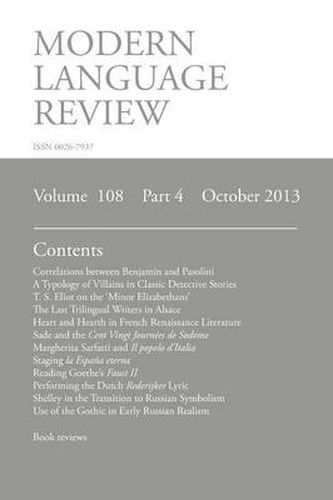 Cover image for Modern Language Review (108: 4) October 2013