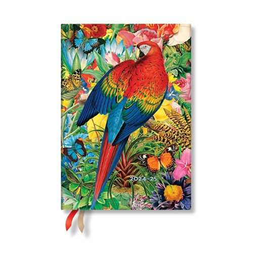 Paperblanks 2024-2025 Weekly Planner Tropical Garden Nature Montages 18-Month MIDI Horizontal Elastic Band 208 Pg 80 GSM