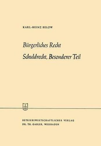 Cover image for Burgerliches Recht Schuldrecht, Besonderer Teil