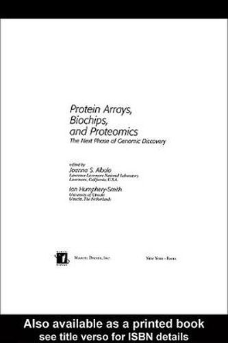 Cover image for Protein Arrays, Biochips and Proteomics: The Next Phase of Genomic Discovery