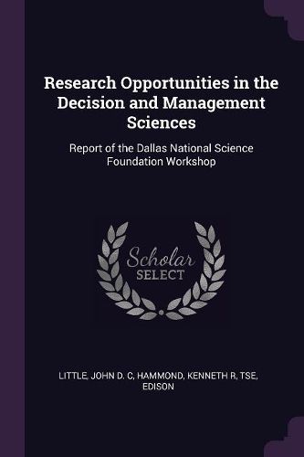 Cover image for Research Opportunities in the Decision and Management Sciences