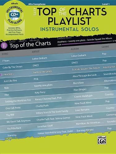 Cover image for Easy Top of the Charts Playlist Instrumental Solos: Alto Sax, Book & CD