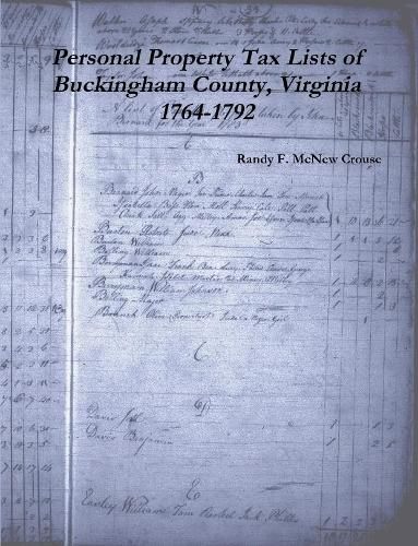 Cover image for Personal Property Tax Lists of Buckingham County, Virginia 1764-1792