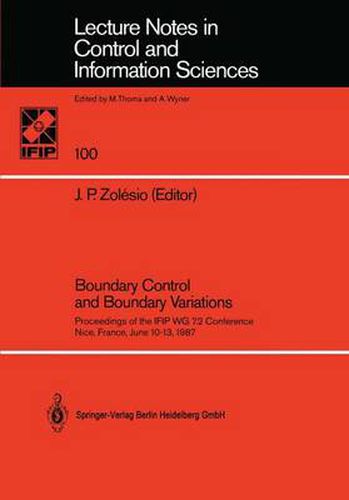 Cover image for Boundary Control and Boundary Variations: Proceedings of the IFIP WG 7.2 Conference, Nice, France June 10-13, 1987