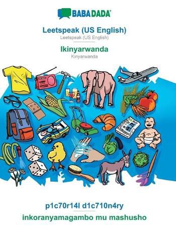 Cover image for BABADADA, Leetspeak (US English) - Ikinyarwanda, p1c70r14l d1c710n4ry - inkoranyamagambo mu mashusho: Leetspeak (US English) - Kinyarwanda, visual dictionary