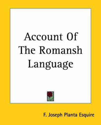 Cover image for Account Of The Romansh Language