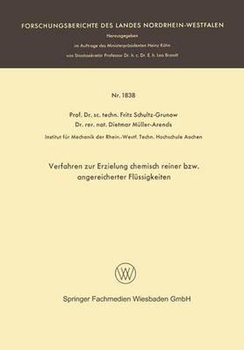 Cover image for Verfahren Zur Erzielung Chemisch Reiner Bzw. Angereicherter Flussigkeiten
