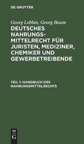 Handbuch Des Nahrungsmittelrechts