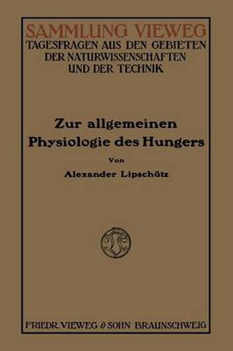 Cover image for Zur Allgemeinen Physiologie Des Hungers