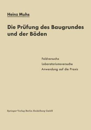 Cover image for Die Prufung des Baugrundes und der Boeden