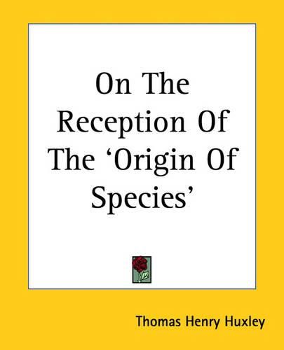 Cover image for On The Reception Of The 'Origin Of Species