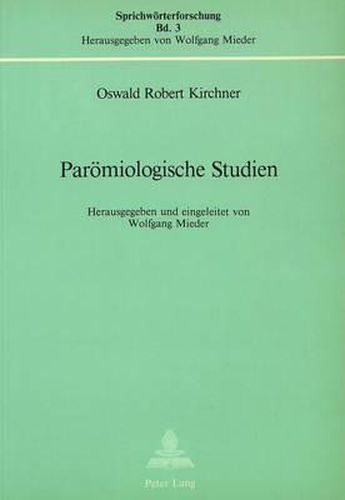 Cover image for Paroemiologische Studien: Nachdruck