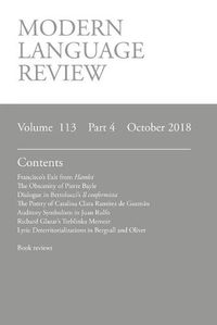 Cover image for Modern Language Review (113: 4) October 2018