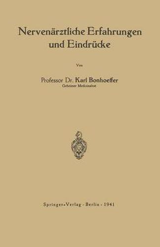 Cover image for Nervenarztliche Erfahrungen Und Eindrucke