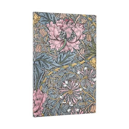 2026 Morris Pink Honeysuckle (William Morris) Maxi 12-month Horizontal Softcover Flexi Dayplanner 2026 (Elastic Band Closure)