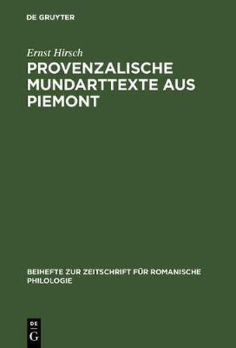 Cover image for Provenzalische Mundarttexte aus Piemont
