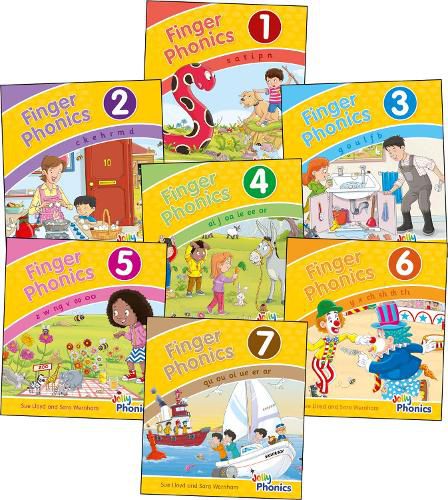 Finger Phonics Books 1-7: in Precursive Letters (British English edition)