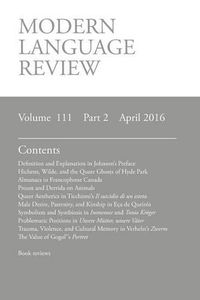 Cover image for Modern Language Review (111: 2) April 2016