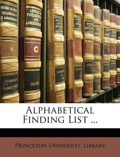 Cover image for Alphabetical Finding List ...