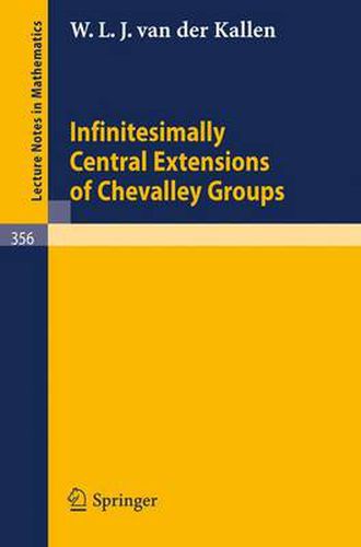 Cover image for Infinitesimally Central Extensions of Chevalley Groups