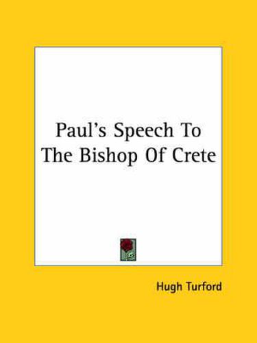 Paul's Speech to the Bishop of Crete