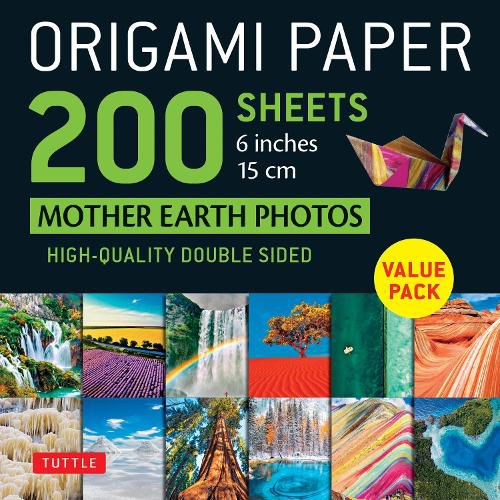 Cover image for Origami Paper 200 Sheets Mother Earth Photos 6 (15 CM): Tuttle Origami Paper: Double Sided Origami Sheets Printed with 12 Different Photographs (Instructions for 6 Projects Included)