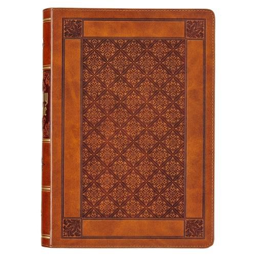 Cover image for KJV Holy Bible, Giant Print Full-Size Faux Leather Red Letter Edition - Thumb Index & Ribbon Marker, King James Version, Brown Diamond