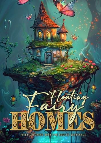 Cover image for Floating Fairy Homes Fairy Coloring Book for Adults Grayscale