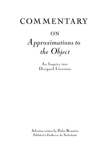Cover image for Commentary on Approximations to the Object