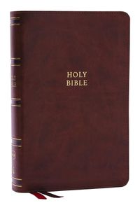 Cover image for NKJV, Single-Column Reference Bible, Verse-by-verse, Brown Leathersoft, Red Letter, Comfort Print