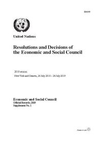 Cover image for Resolutions and decisions of the Economic and Social Council: 2019 session, New York and Geneva, 26 July 2018 - 22 July 2019