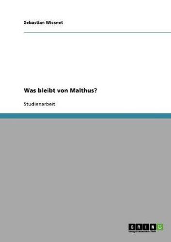 Cover image for Was bleibt von Malthus?