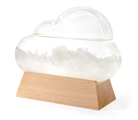 Weather Station Glass With Beechwood Base Cloud