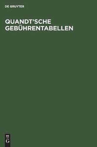 Cover image for Quandt'sche Gebuhrentabellen