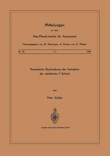 Cover image for Theoretische Beschreibungen Des Verhaltens Der Nachtlichen F -- Schicht