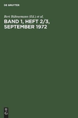 Cover image for Band 1, Heft 2/3, September 1972