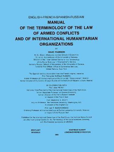 Manual of the Terminology of the Law of Armed Conflicts and of International Humanitarian Organizations