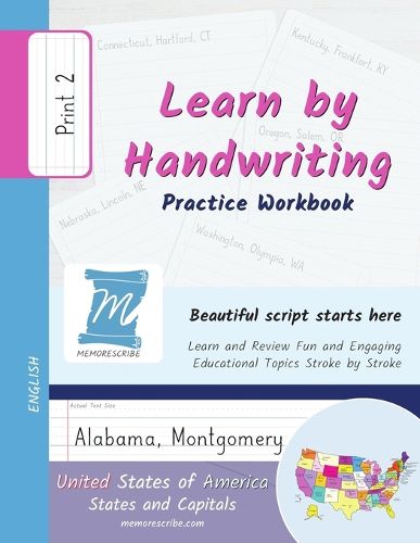 Cover image for Learn by Handwriting, Practice Workbook - United States of America, States and Capitals - Print, Level 2