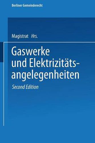 Cover image for Gaswerke Und Elektrizitatsangelegenheiten