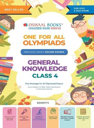 Cover image for Oswaal One For All Olympiad Previous Years' Solved Papers, Class-4 General Knowledge Book (For 2022-23 Exam)