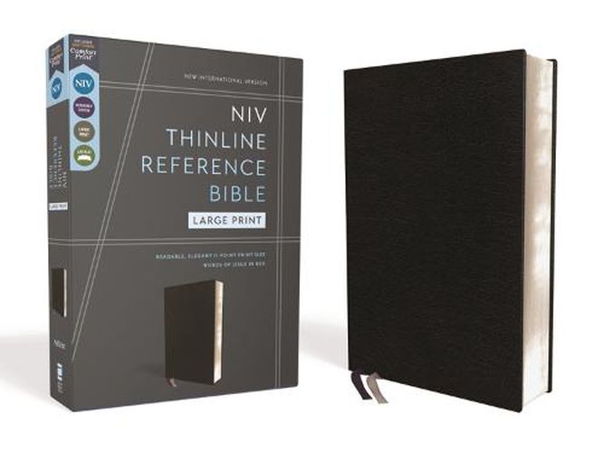 Cover image for NIV, Thinline Reference Bible, Large Print, European Bonded Leather, Black, Red Letter, Comfort Print
