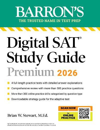 Cover image for Digital SAT Study Guide Premium, 2026: 4 Practice Tests + Comprehensive Review + Online Practice