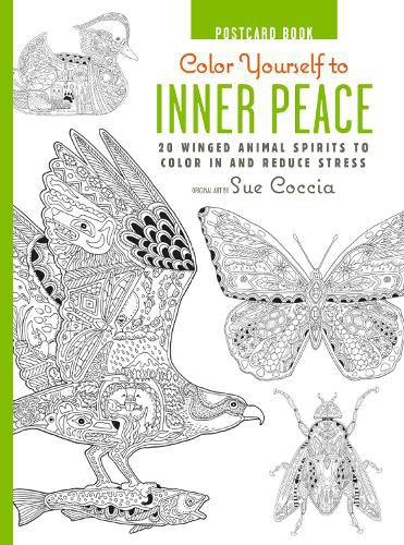 Cover image for Color Yourself to Inner Peace Postcard Book: 20 Winged Animal Spirits to Color in and Reduce Stress