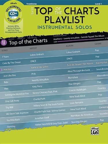 Cover image for Easy Top of the Charts Playlist Instrumental Solos: Trombone, Book & CD