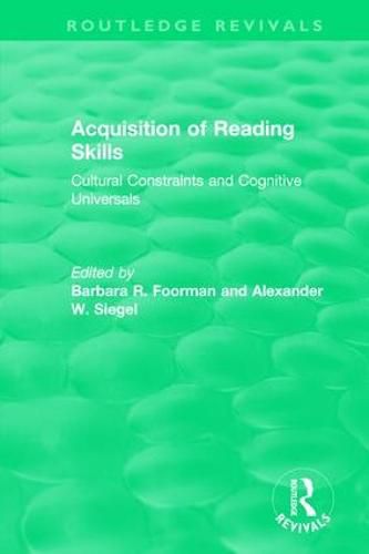 Cover image for Acquisition of Reading Skills (1986): Cultural Constraints and Cognitive Universals