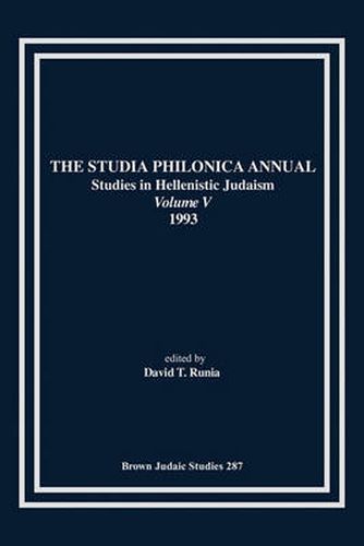 Cover image for The Studia Philonica Annual V, 1993